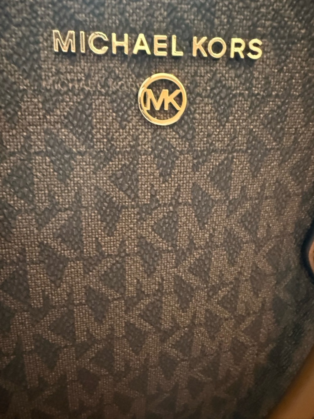 Michael Kors Brown Logo Satchel with Tan Trim and Gold Charm - Picture 3 of 8